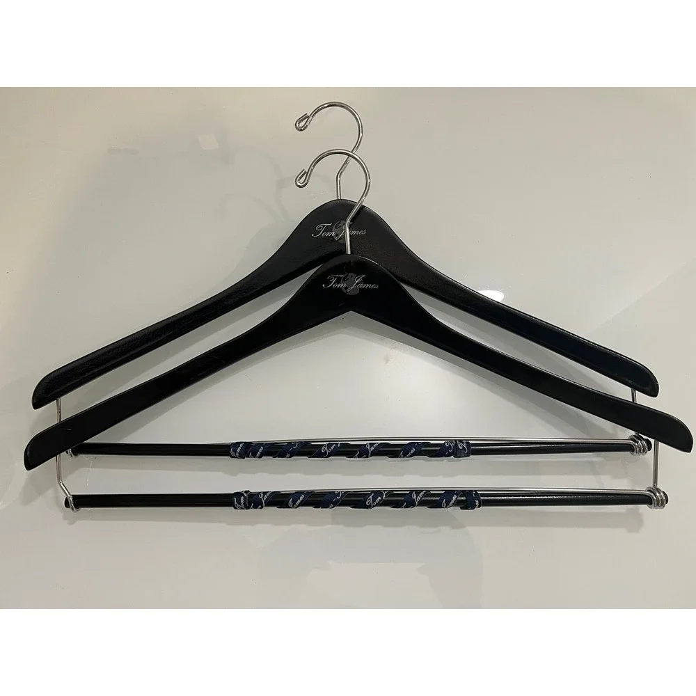 Lot Of TWO Tom James Men's Suit Wooden Hangers Jacket Pants Bar Luxury
